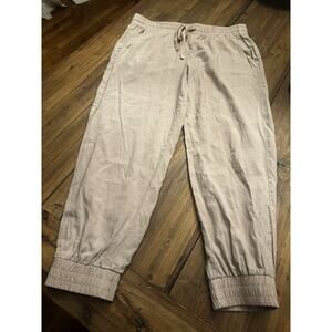 Cloth & Stone Anthropologie Women's Joggers Sz Med Beige Drawstrings 100% Tencel